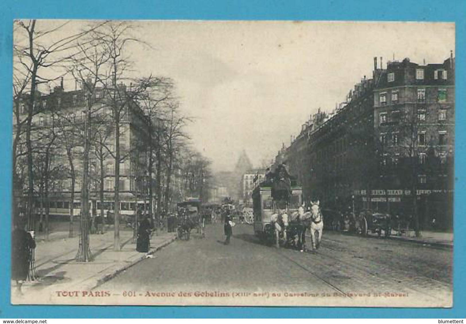 CPA TOUT PARIS 601 - Patache Attelage Avenue Des Gobelins Au Carrefour Du Bld St Marcel (XIIIème) - Paris (13)