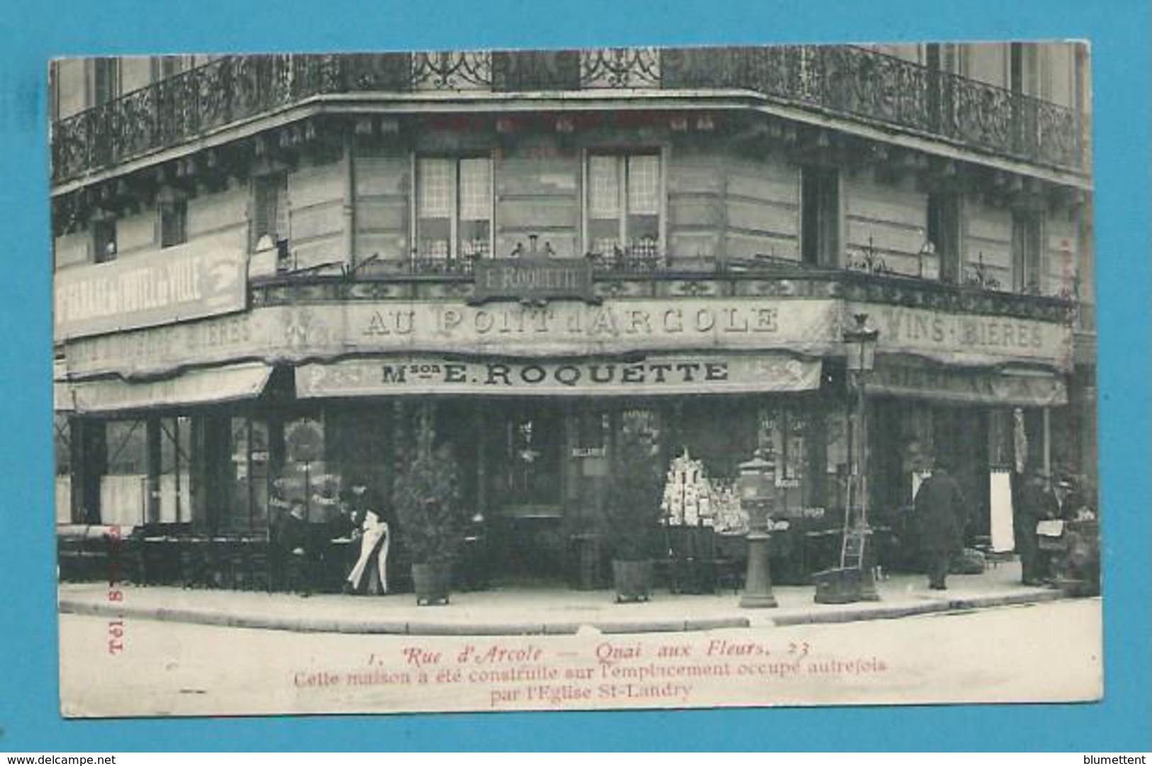 CPA 1 - Maison E. ROQUETTE Marchand De Cartes Postales Rue D'Arcole Quai Aux Fleurs PARIS IVème - Arrondissement: 04