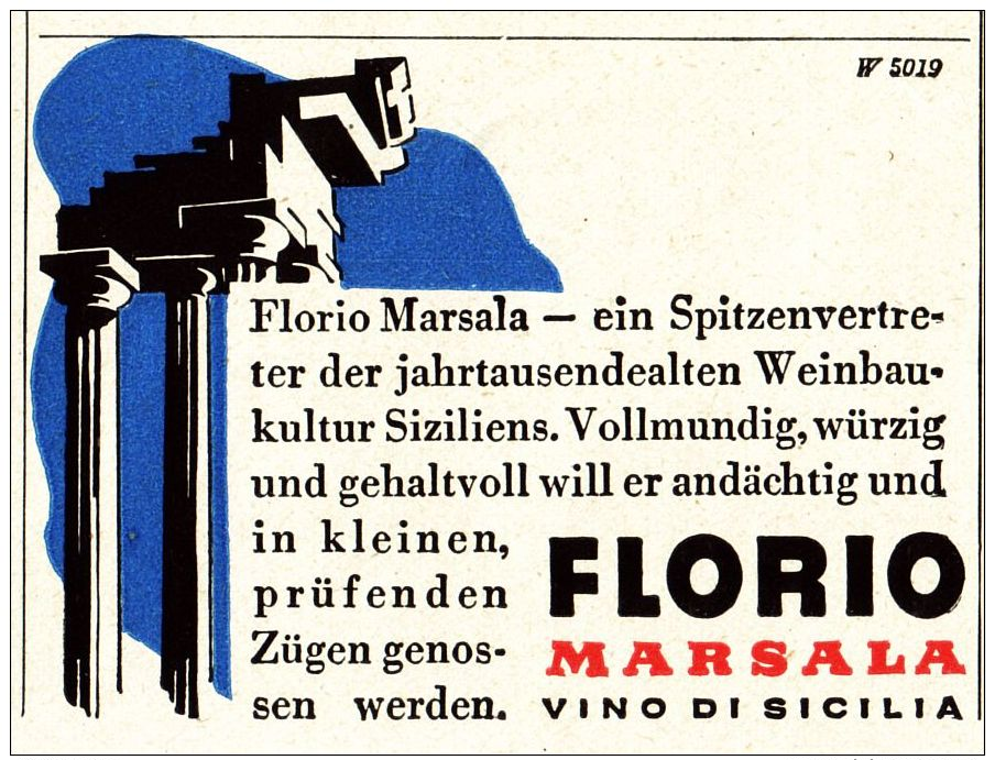 Original-Werbung/ Anzeige 1942 - FARBANZEIGE - FLORIO MARSALA WEIN - Ca. 65 X 50 Mm - Werbung