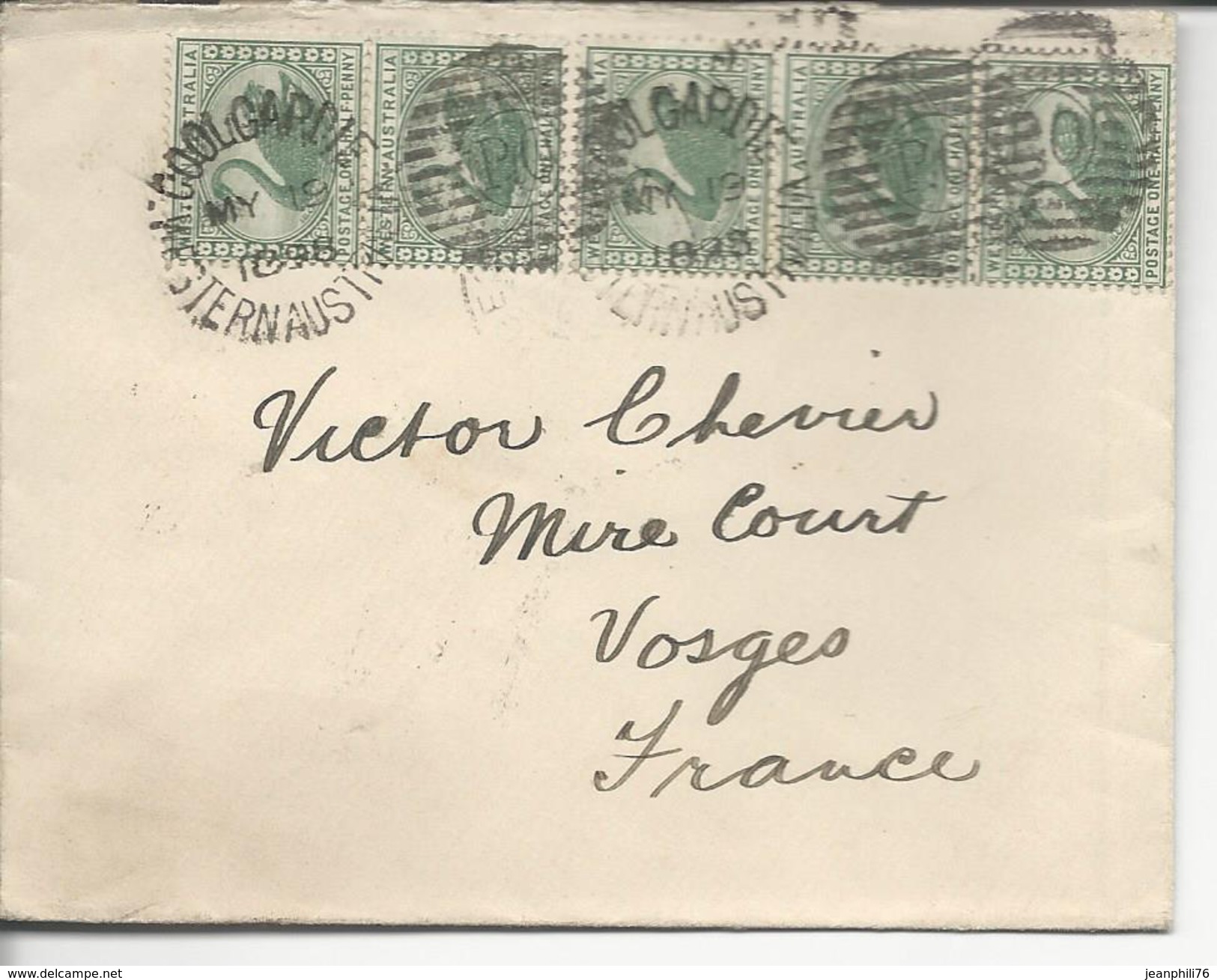 Coolgardie >> Mirecourt Timbres 42x5 1898 - Lettres & Documents