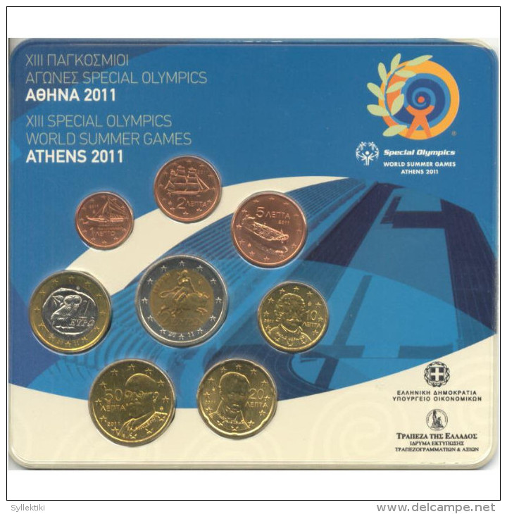 GREECE 2011 COMPLETE EURO COINS SET UNC IN OFFICIAL BANK´S CASE/BLISTER - Griekenland