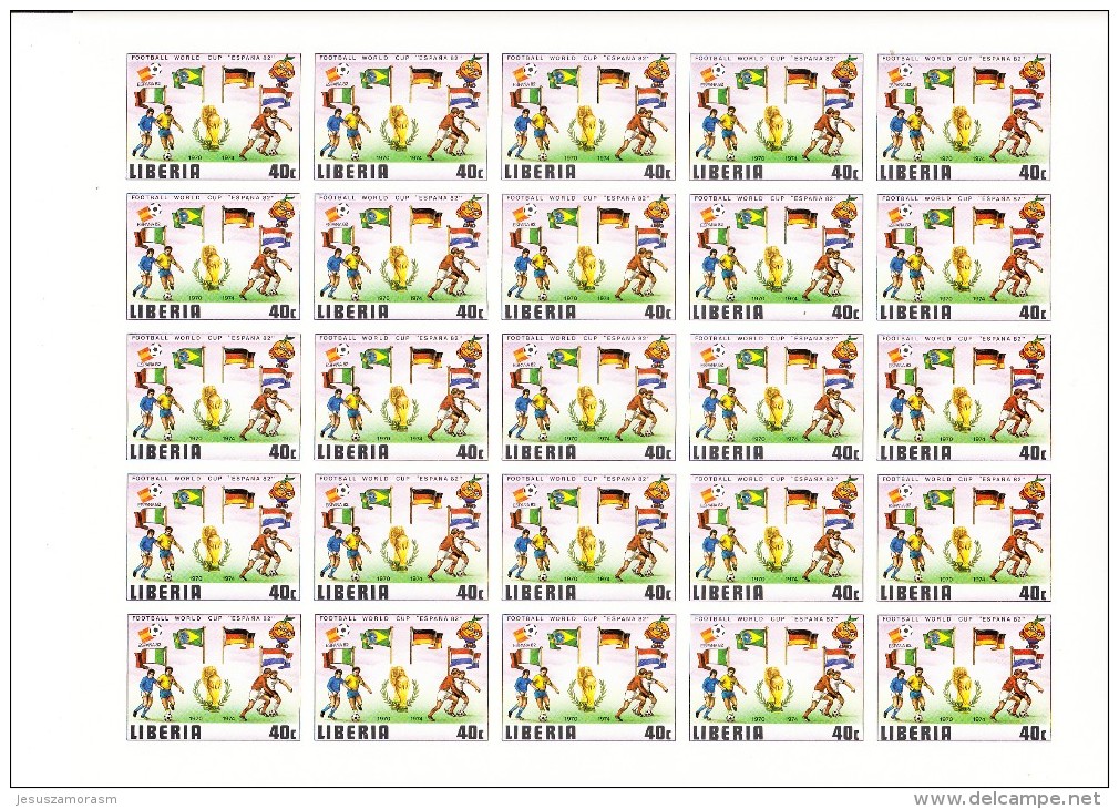 Liberia Nº 886 Al 891 SIN DENTAR En Hojas De 25 Series - 1982 – Espagne