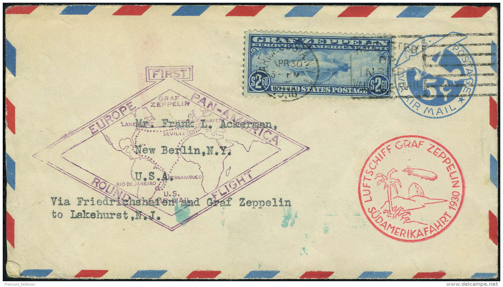 Lettre N° 13/15, La Série Zeppelin Sur 3 Plus, 2 Entiers Et 1 Carte, Zeppelin, Superbe - Autres & Non Classés