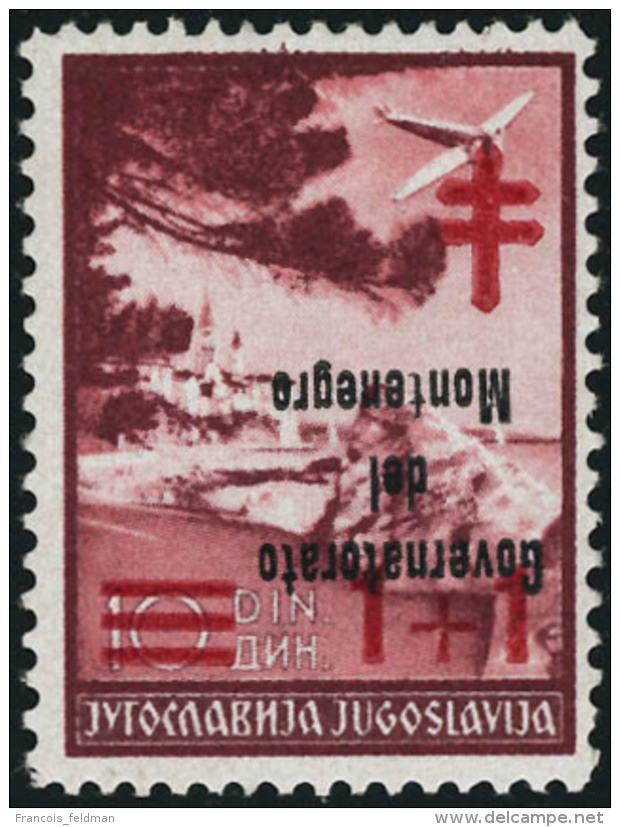 Neuf Avec Charnière Sassone N°33a. 1+1 S/10d Surcharge Renversée (Croix Rouge). T.B. Signé... - Autres & Non Classés