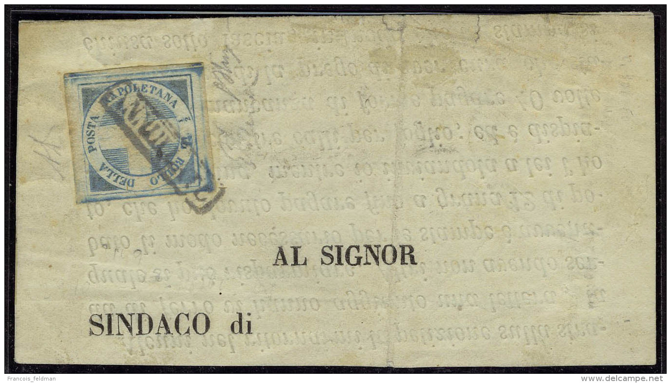 Fragment N° 9, 1/2 T Bleu Croix De Savoie, Oblitération Sur Fragment De Circulaire, Superbe, Certificat... - Autres & Non Classés