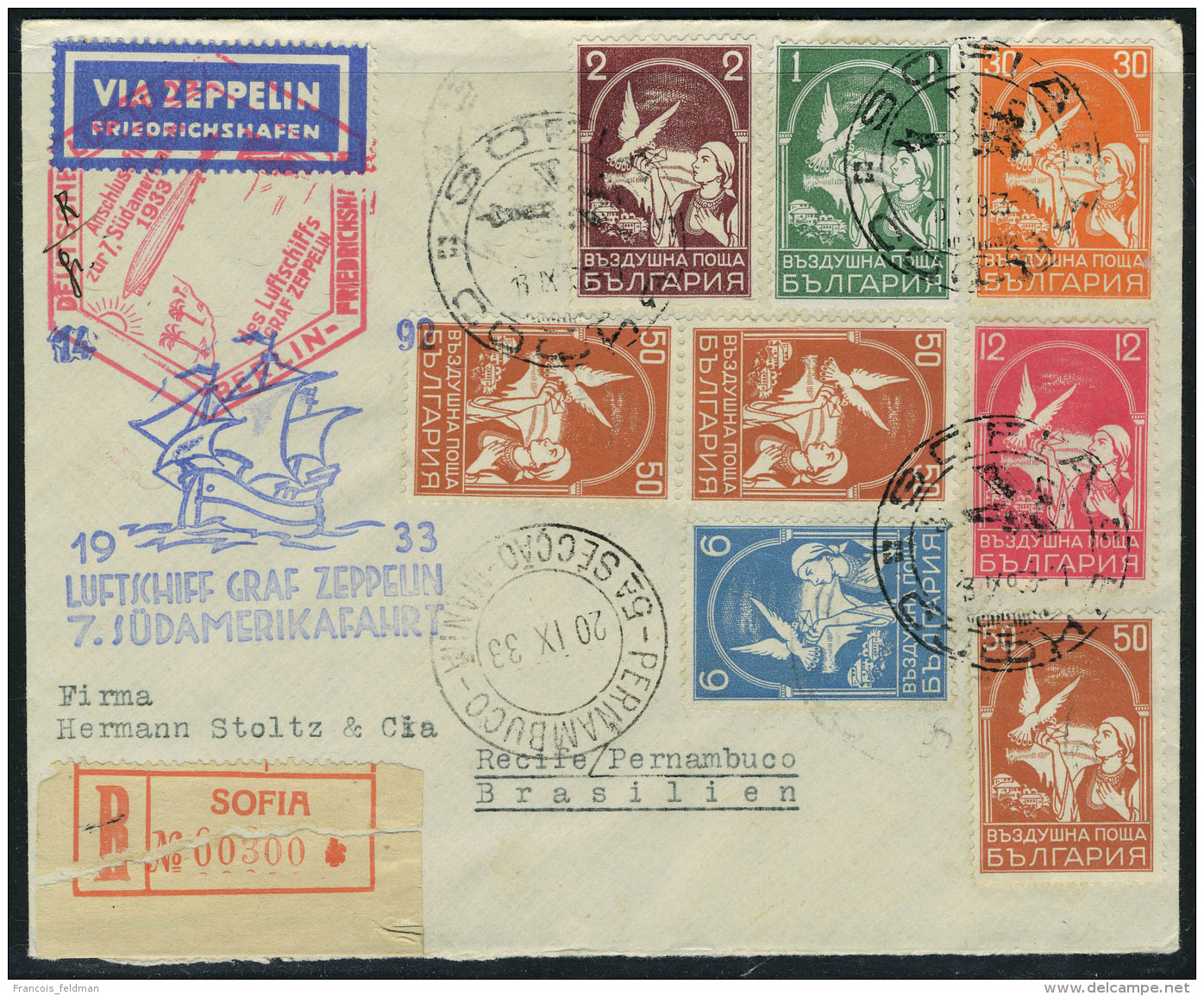 Lettre Zeppelin 7è SAF 1933, Pour Le Brésil, T.B. - Autres & Non Classés