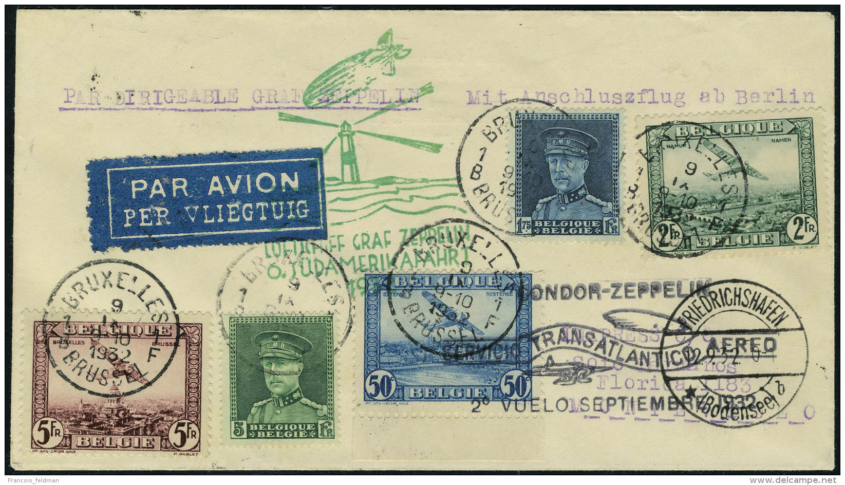 Lettre Zeppelin 6 SAF 1932 + Condor Zeppelin Pour Montévidéo, T.B. - Autres & Non Classés