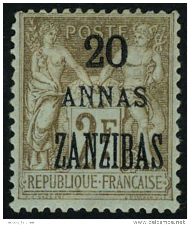 Neuf Avec Charnière N° 30b, 20a Sur 2f Erreur Zanzibas, T.B. Signé Brun - Autres & Non Classés