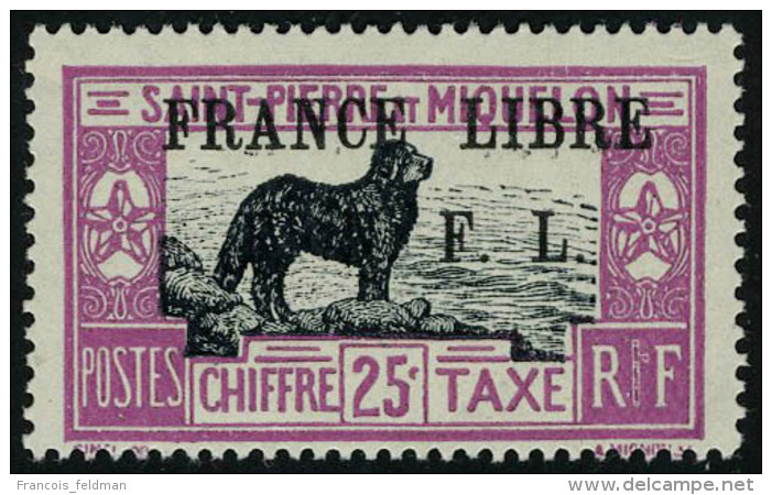 Neuf Avec Charnière N° 52, 25c Chien France Libre, T.B.   Signé Brun - Autres & Non Classés