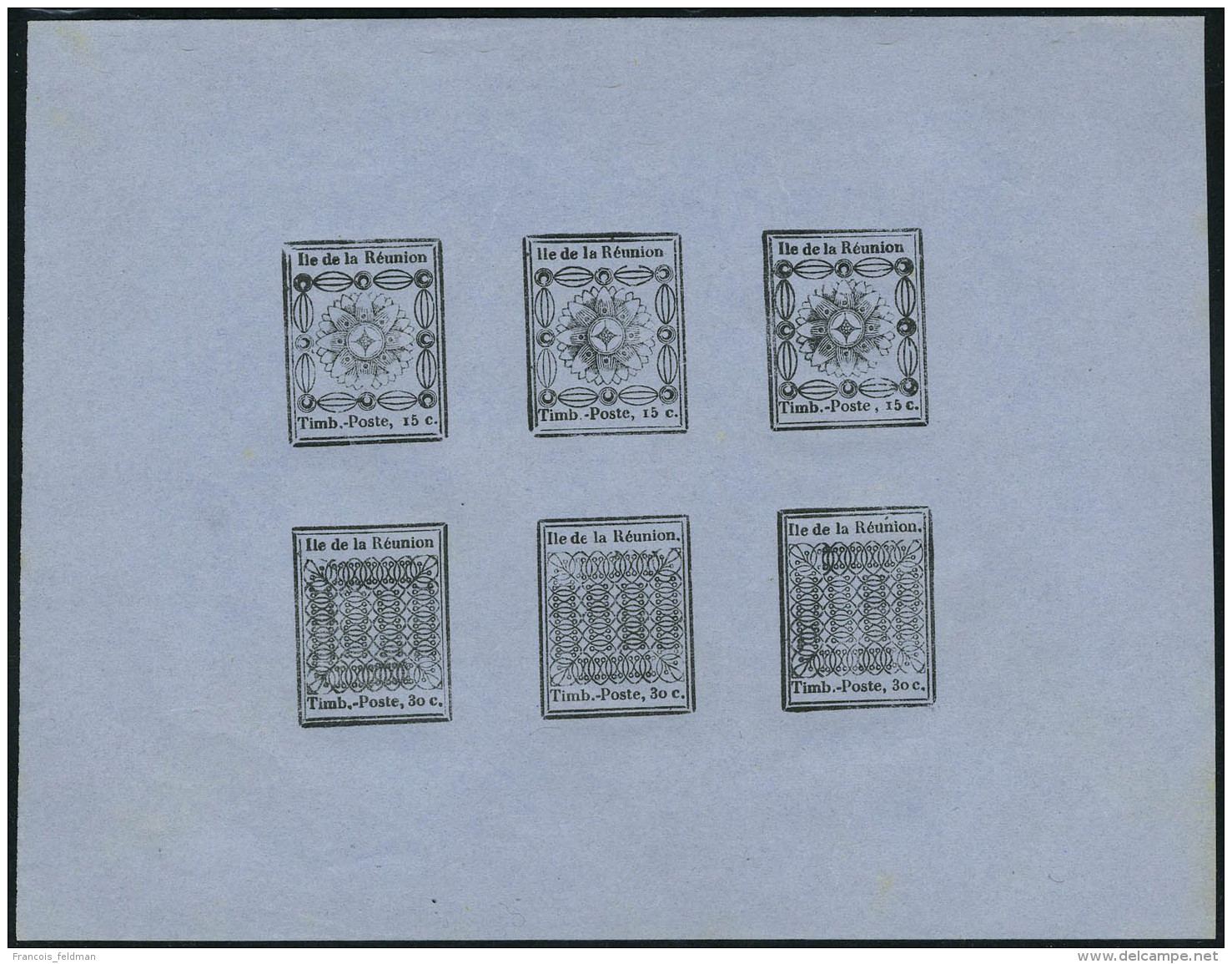 Neuf Sans Gomme N° 1a/2b, Réimpression De 1866, Feuillet Complet De 6 Le 15c X 3 Et Le 30x X 3, T.B. ... - Autres & Non Classés