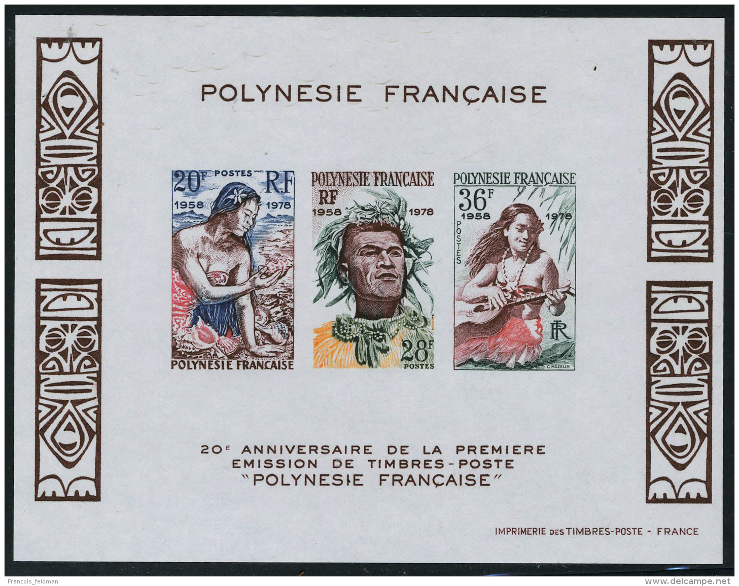 Neuf Sans Charnière N° 4, 20è Anniversaire Des 1er Timbres De Polynésie, Bloc ND +... - Autres & Non Classés