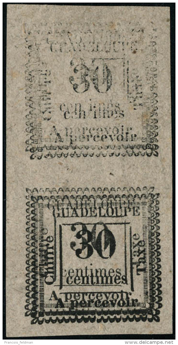 Neuf Sans Gomme Essai Au Type De 1884. 30c Noir S/gris-lilas. Double Impression. En Paire Verticale Dont 1ex... - Autres & Non Classés
