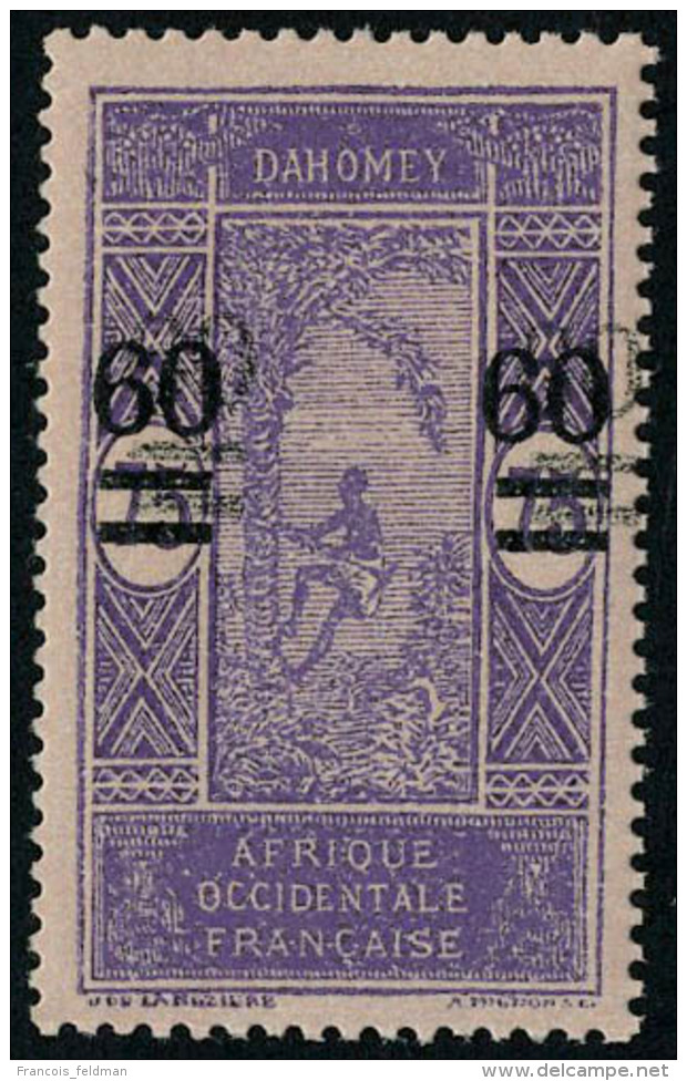Neuf Sans Charnière N° 66a, 60 Sur 75c Violet Sur Rose, Double Surcharge, T.B. Signé JF Brun - Autres & Non Classés