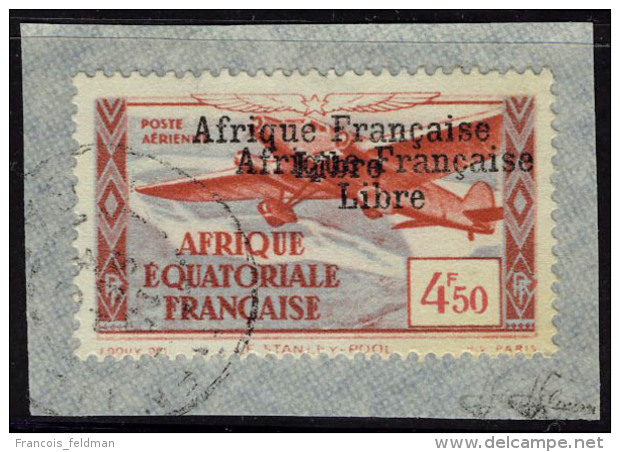 Fragment N° 17a, 4f50 Afrique Française Libre, Double Surcharge Obl.sur Petit Fragment, T.B.... - Autres & Non Classés