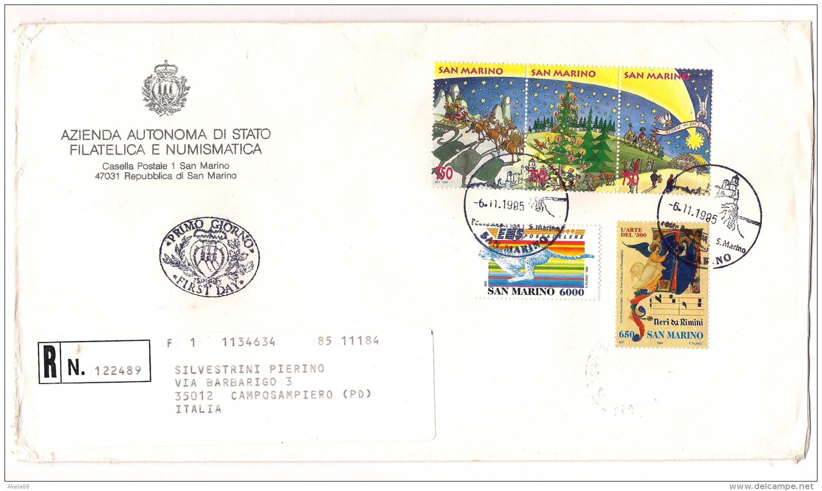 REPUBBLICA DI SAN MARINO - NATALE 1995 - BABBO NATALE - RE MAGI - COMETA - EMS - NERI DA RIMINI - LEOPARDO - Natale