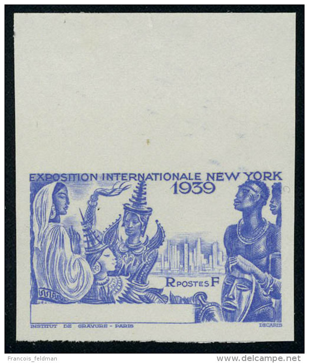 Neuf Sans Gomme N° 71a, Expo Internationale De New York, Bleu Sans Légende Ni Valeur, ND, Bdf, T.B. - Autres & Non Classés