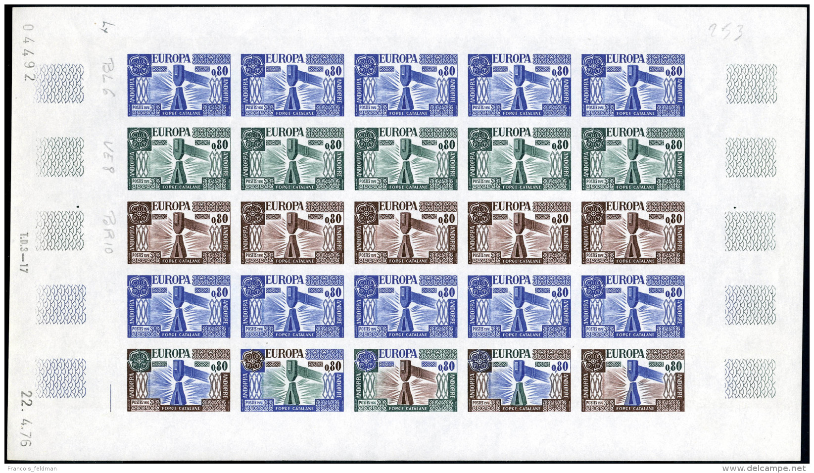 Neuf Sans Charnière N° 253/4, Europa 1976, La Paire En Feuilles Complètes De 25ex ND, Essai De... - Andere & Zonder Classificatie