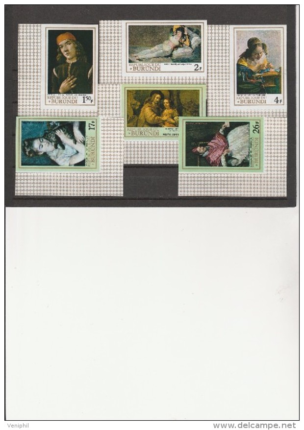 BURUNDI - TABLEAUX -N° 267-69 + POSTE AERIENNE N° 75 A 77 NEUF NON DENTELE -BORD DE FEUILLE -ANNEE 1968 - Unused Stamps