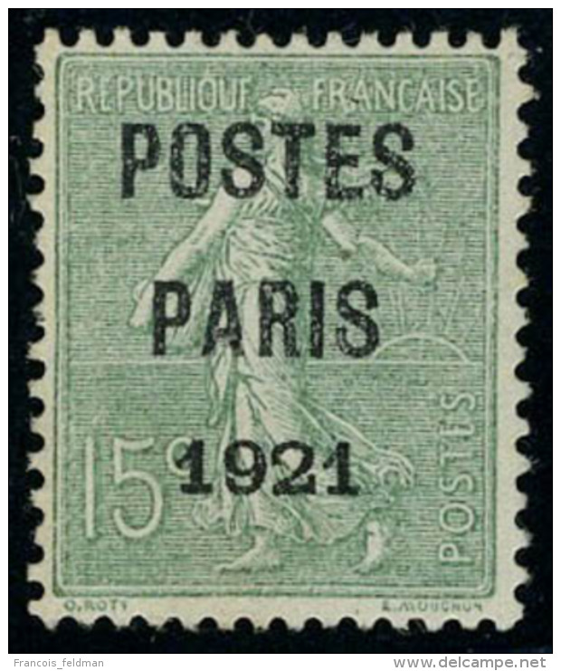 Neuf Sans Gomme N° 28, 15c Poste Paris 1921, T.B. - Autres & Non Classés