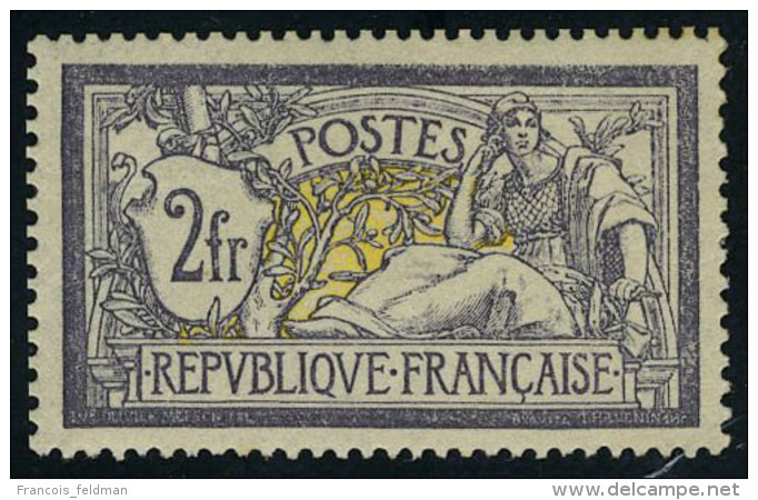 Neuf Avec Charnière N° 122, 2f Violet Jaune, Centrage Parfait, Signé Brun - Autres & Non Classés