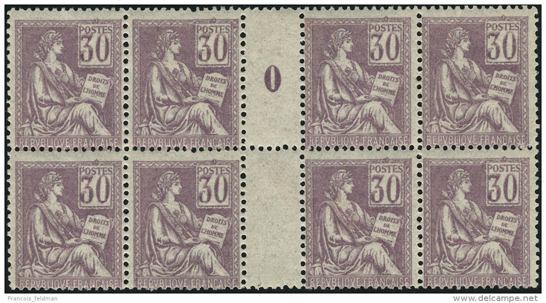 Neuf Sans Charnière N° 115. 30c Violet. Mouchon. Bloc De 8, Millésime 0. T.B. - Andere & Zonder Classificatie