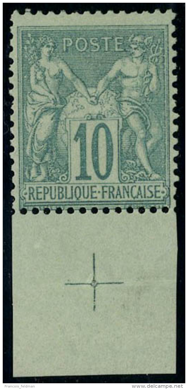 Oblitéré N° 65, 10c Vert Bdf Avec Croix De Repère T.B. Signé Calves - Autres & Non Classés