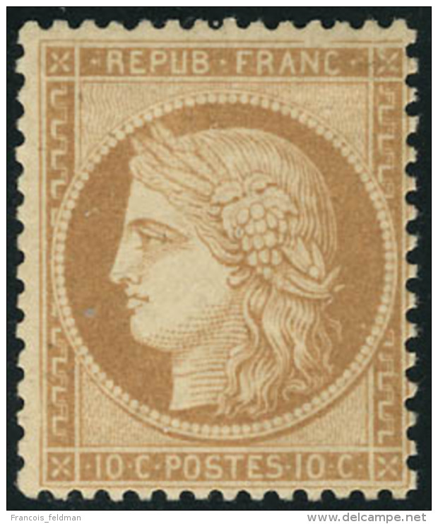 Neuf Avec Charnière N° 36. 10c Bistre Jaune, T.B. Signé JF Brun. - Autres & Non Classés