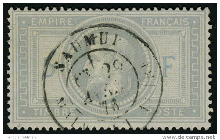 Oblitéré N° 33A, 5f Empire, Variété 5 Et F En Bleu Obl Centrale Saumur, T.B.... - Other & Unclassified