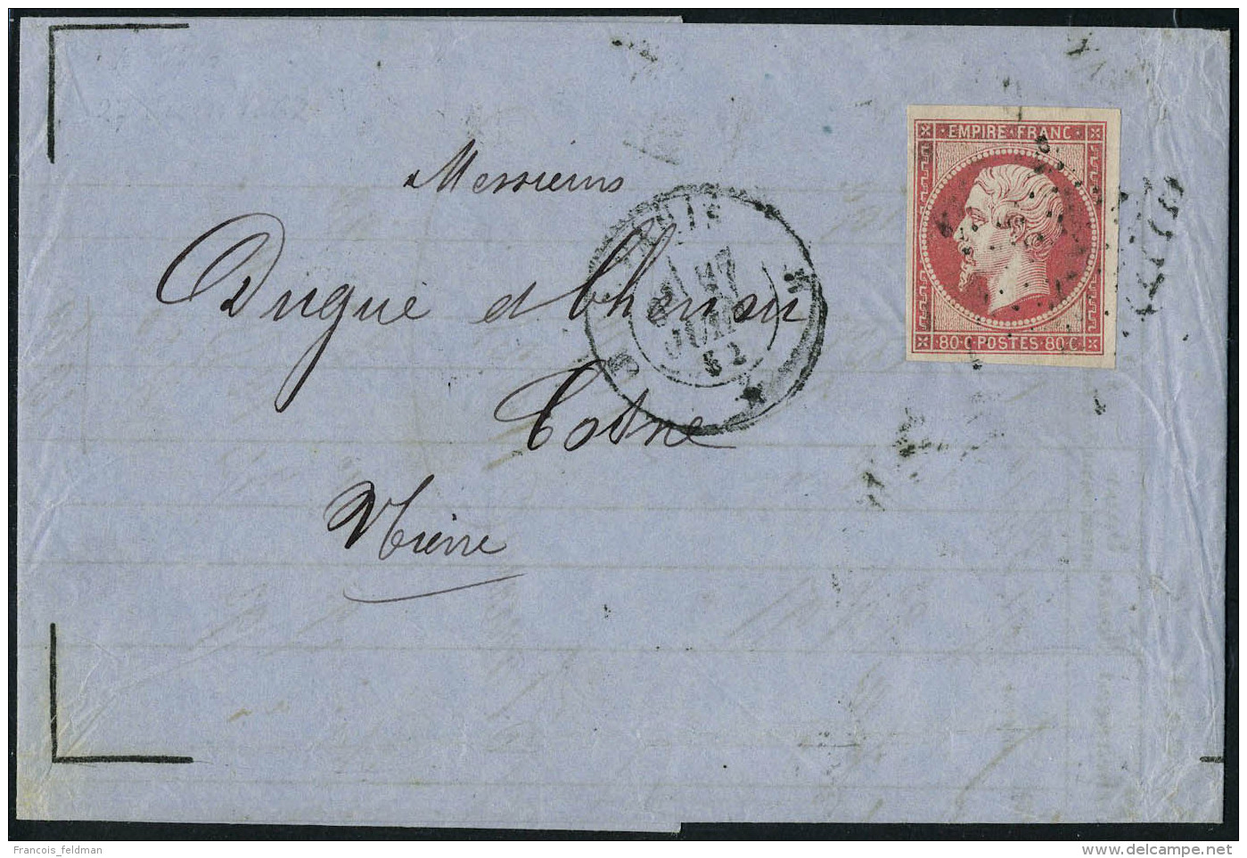 Lettre N° 17B, 80c Rose Obl Sur L De Paris 27 Juin 62 Pour Cosne, Arrivée Au Verso T.B. - Autres & Non Classés