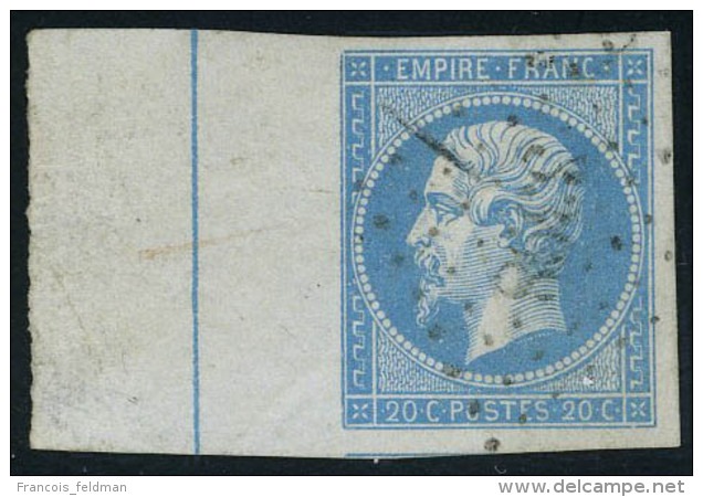 Oblitéré N° 14Aj, 20c Bleu Type I, Ligne D'encadrement, Grand Bdf, Superbe - Autres & Non Classés