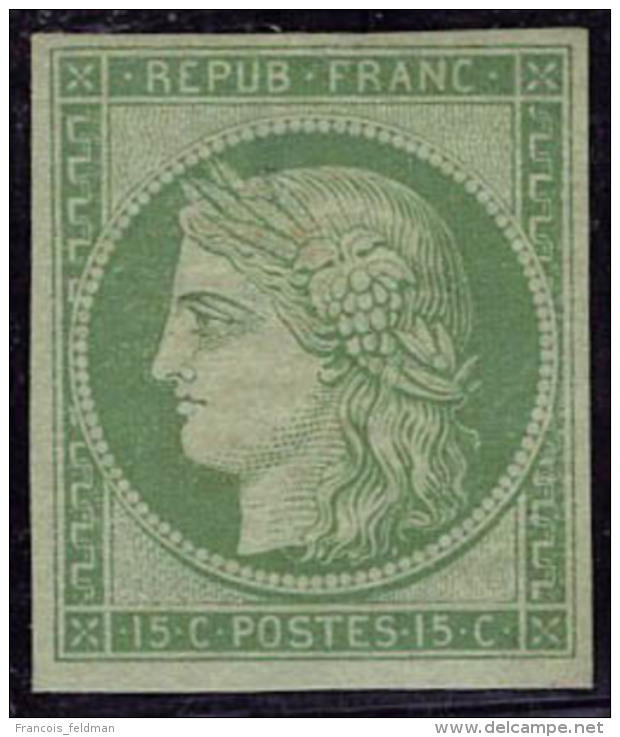 Neuf Avec Charnière N° 2e, 15c Vert Vif Clair, Réimpression T.B. - Sonstige & Ohne Zuordnung