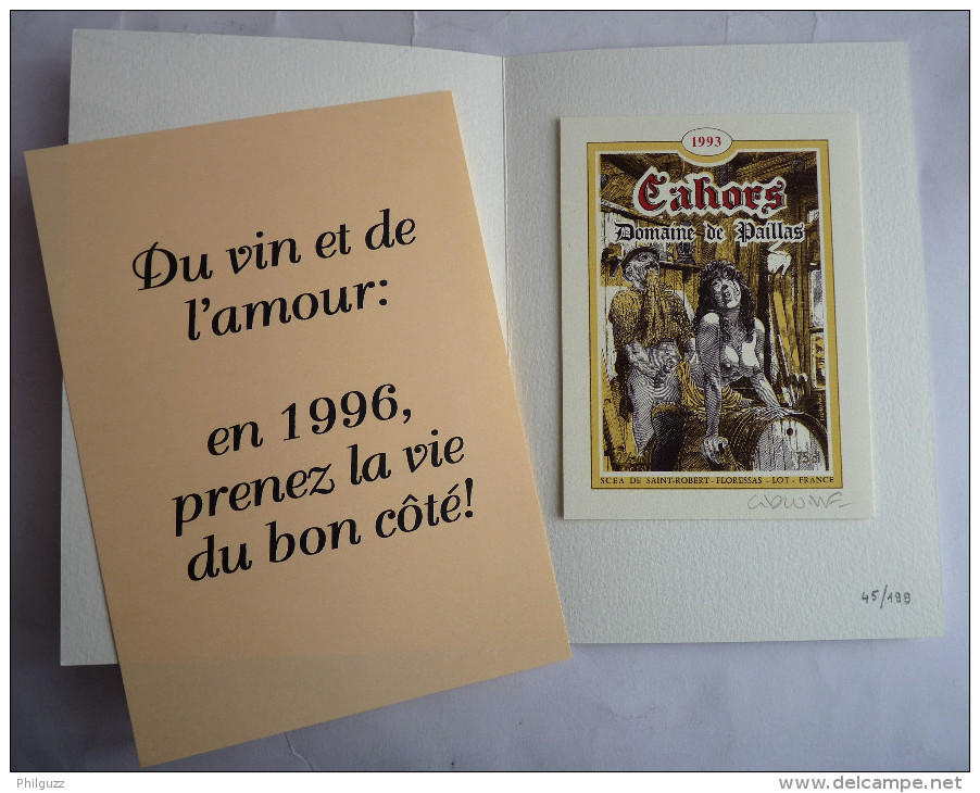 LIDWINE EX LIBRIS étiquette De Vin CAHORS Sérigraphie 1996 - N° Et Signé XL - Illustrateurs J - L