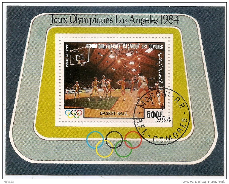 Comores Olympics GAMES Los Angeles Basketball 1984 S/S USED - Used Stamps