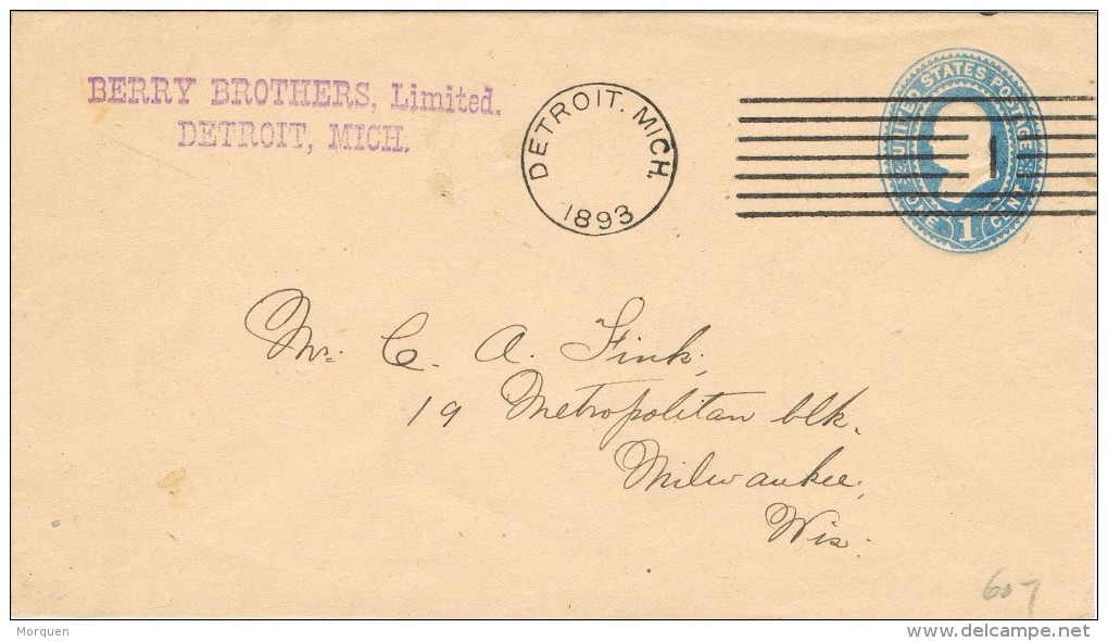 20071. Carta DETROIT (michigan) 1893 To Milwaukee - ...-1900