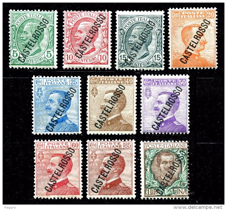 ITALIA Ex Colonie 1924 Castelrosso 10v. Completa MNH ** LUSSO! Soprastampa Obliqua - Castelrosso