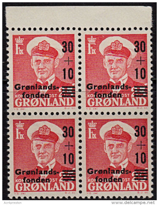 B5216 GREENLAND 1959, SG 45 Greenland Fund, MNH Block Of 4 - Neufs