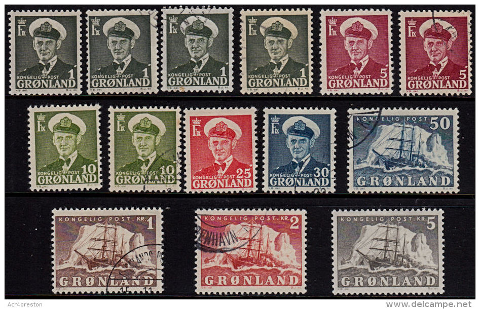 J0049 GREENLAND 1950, Definitives, Mixed Lot Of Used And MNH - Neufs