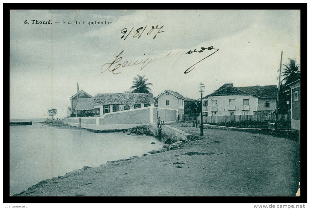 SÃO TOMÉ E PRÍNCIPE - Rua Do Espalmador ( Ed. Mendes & Lopes Araujo )carte Postale - Sao Tome Et Principe