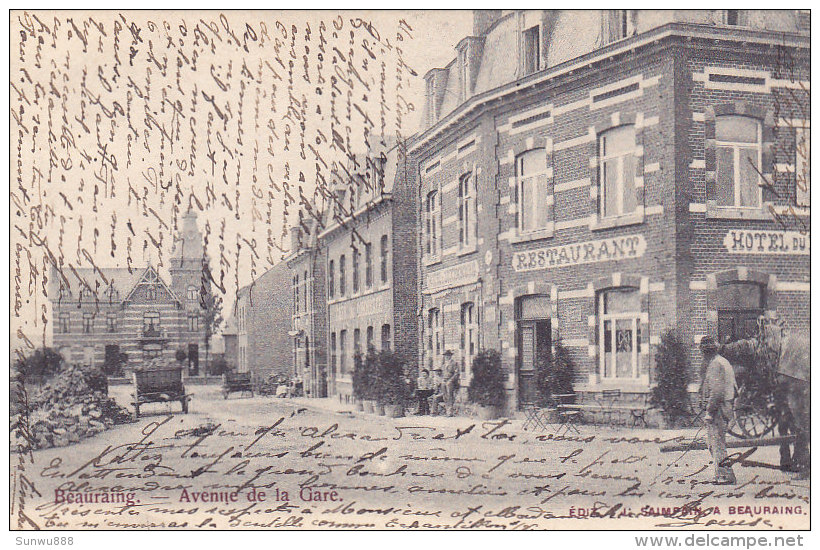 Beauraing - Avenue De La Gare (Restaurant Hôtel Café Attelage Animée, Précurseur, 1903) - Beauraing