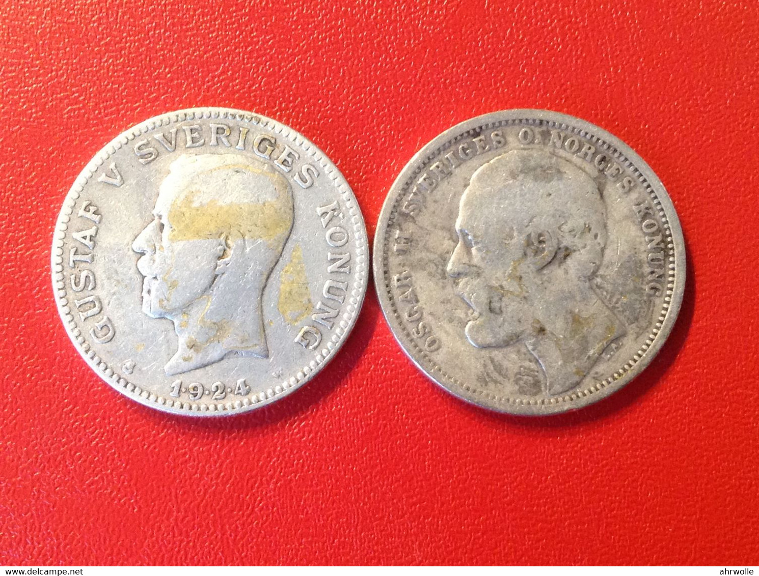 Münzen Schweden Sverige Silber 1 Krona 1876 Oscar II. 1 Krona 1924 Gustaf - Schweden