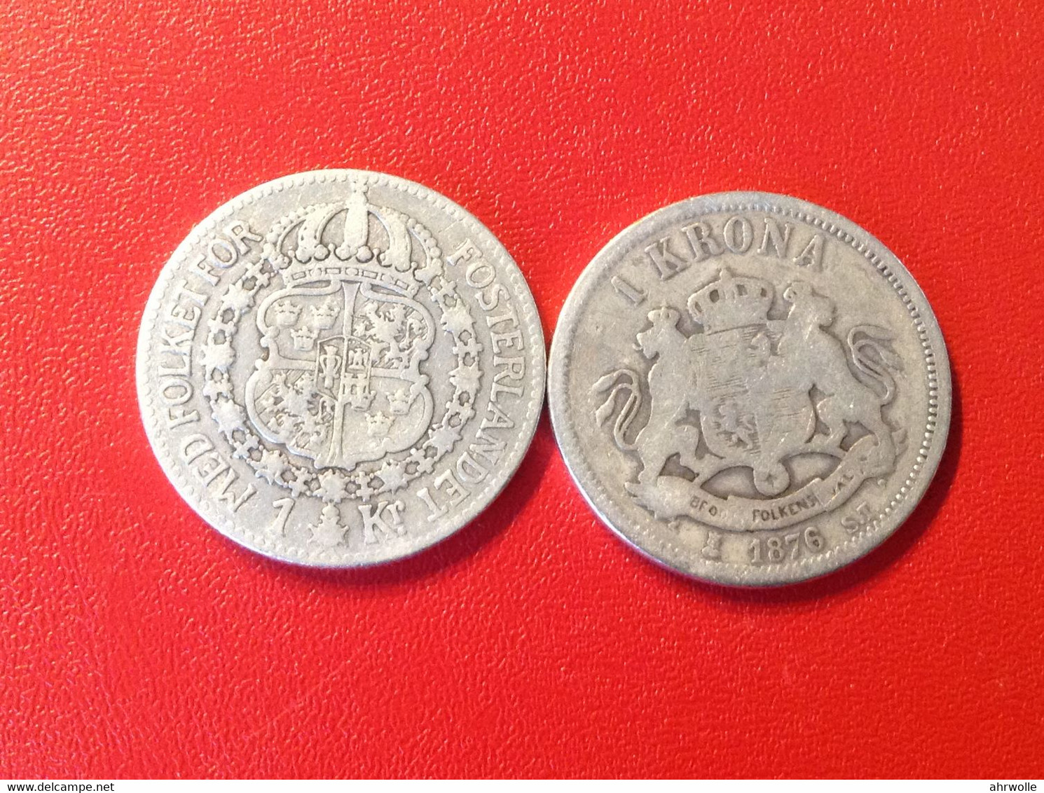 Münzen Schweden Sverige Silber 1 Krona 1876 Oscar II. 1 Krona 1924 Gustaf - Schweden