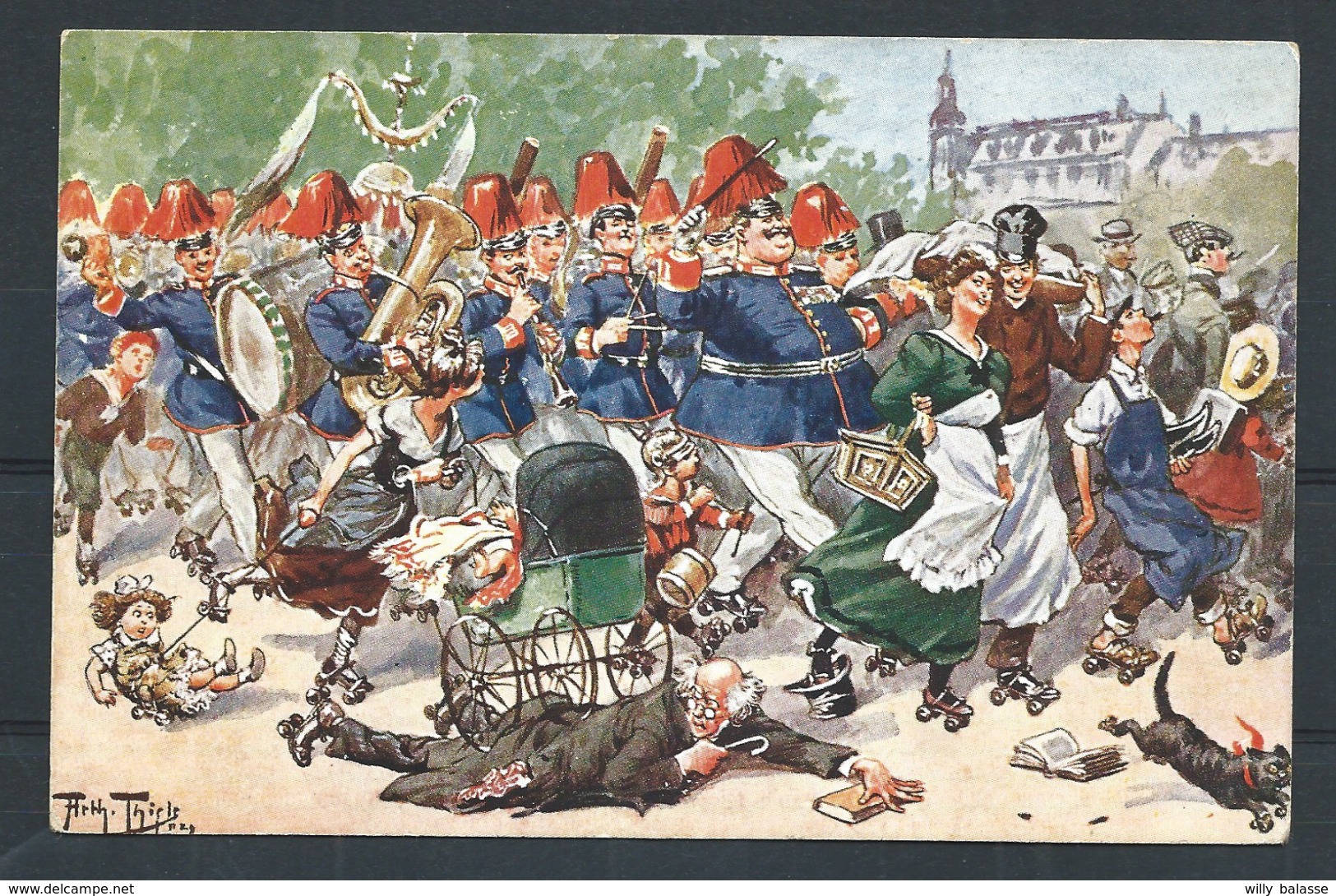 +++ CPA - Carte Fantaisie - Illustrateur ARTHUR THIELE - Fête - Fanfare - Rollers - Série 70    // - Thiele, Arthur