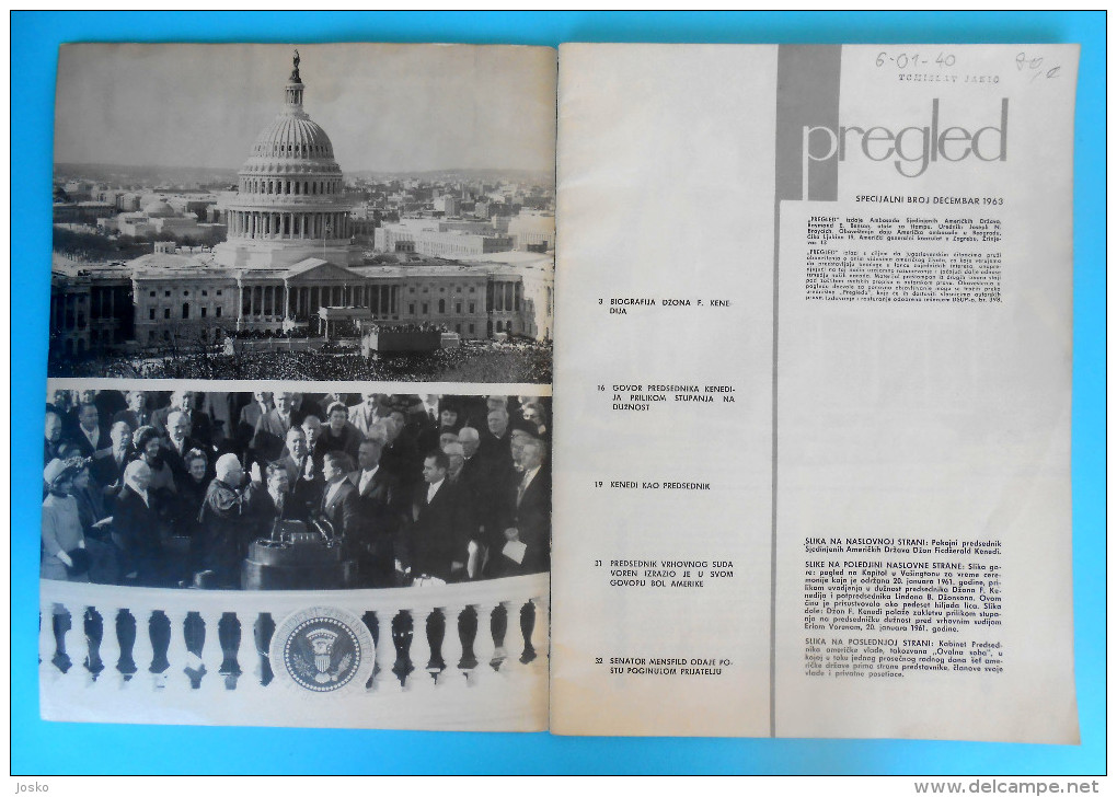 JOHN F. KENNEDY - In Memoriam 1963.** US Embassy In Belgrade Political Magazine Pregled ** USA President JFK  RRR - Magazines