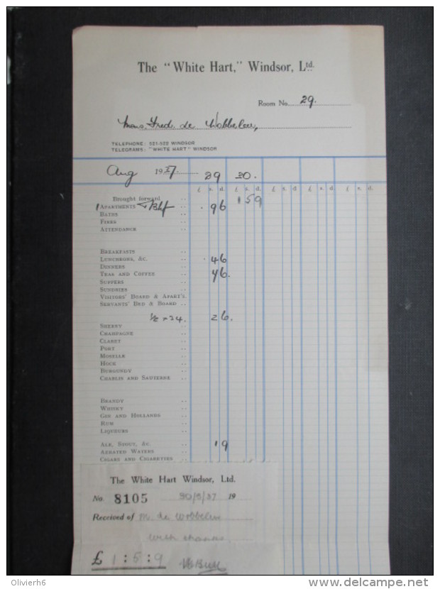 VP FACTURE ROYAUME-UNI (V1618) The "WHITE HART," Windsor 1937 (2 Vues) - United Kingdom