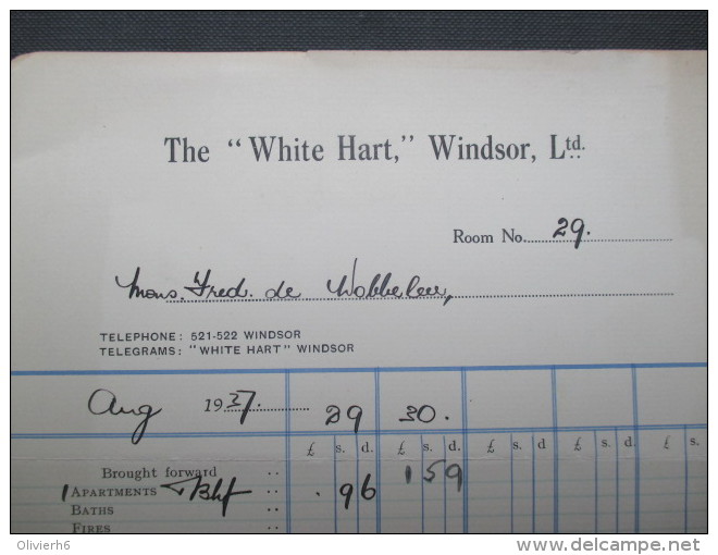 VP FACTURE ROYAUME-UNI (V1618) The "WHITE HART," Windsor 1937 (2 Vues) - Reino Unido