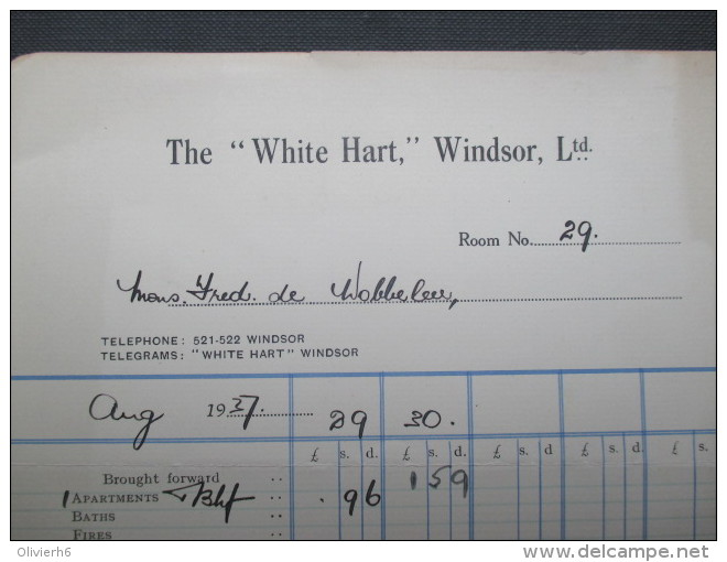 VP FACTURE ROYAUME-UNI (V1618) The "WHITE HART," Windsor 1937 (2 Vues) - Verenigd-Koninkrijk