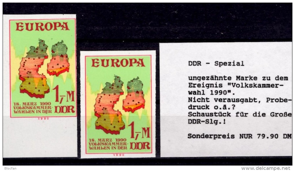 EUROPA Wahlen 1990+Wir Sind Das Volk DDR 3315+Probedruck II Imperf.** 44€ Demonstration Nikolaikirche Leipzig Of Germany - Sonstige & Ohne Zuordnung