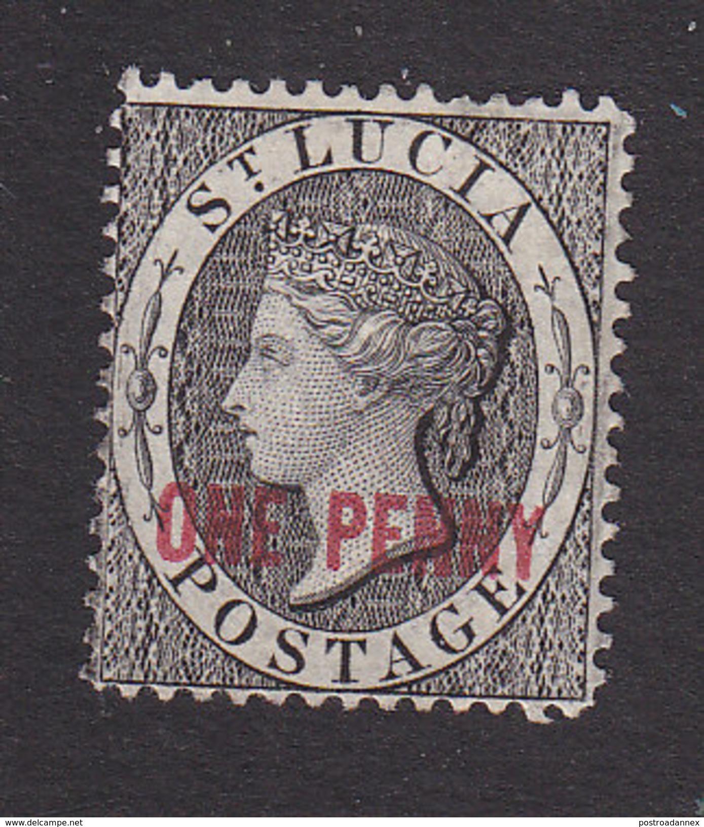 St Lucia, Scott #20, Mint No Gum, Queen Victoria Surcharged, Issued 1883 - Ste Lucie (...-1978)