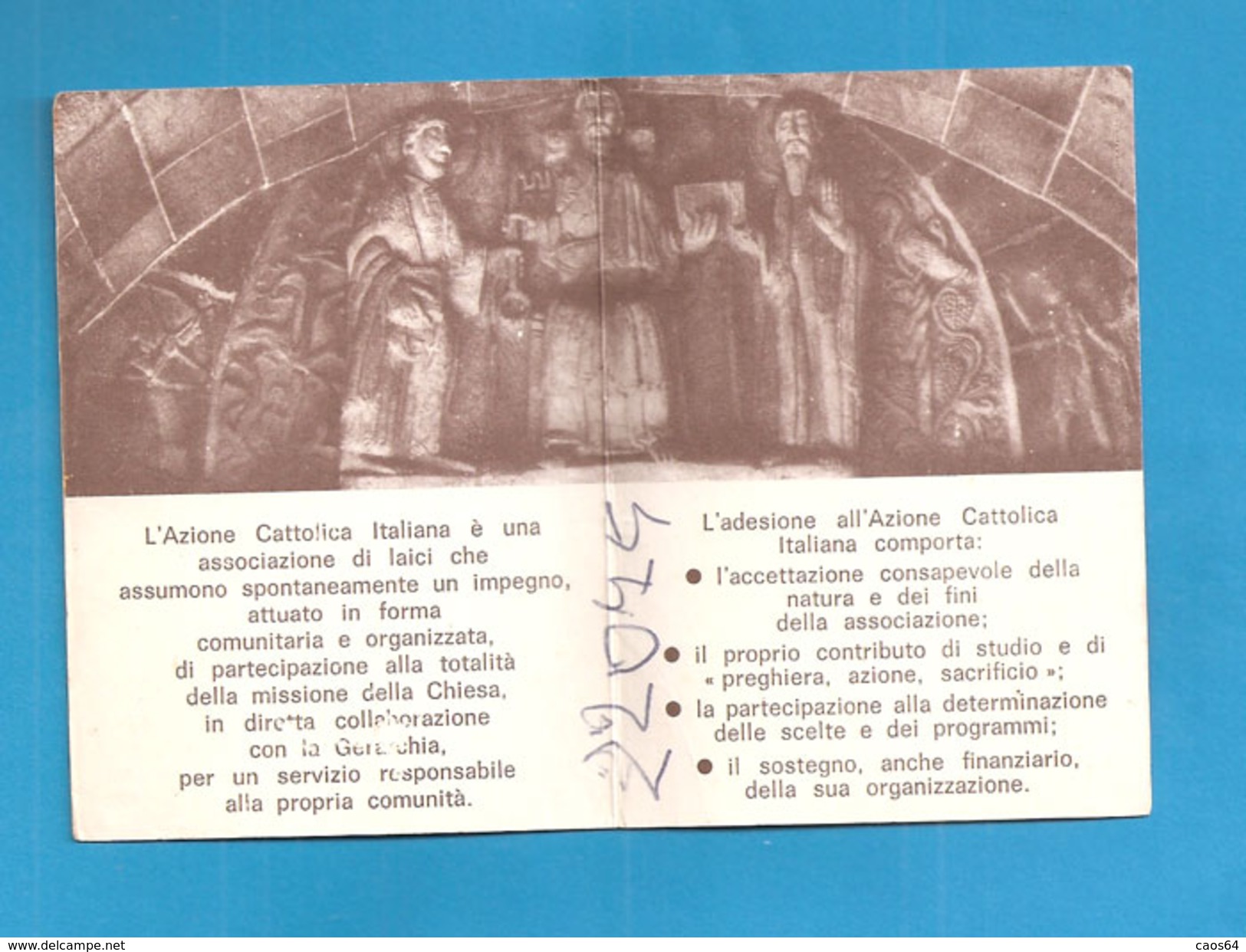 TESSERA AZIONE CATTOLICA ITALIANA    - 1973 DIOCESI BRINDISI - Non Classificati