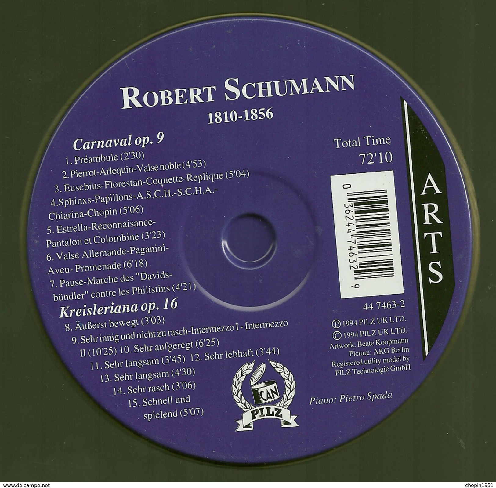 CD CLASSIQUE PIANO - SCHUMANN : CARNAVAL - KREISLERIANA - Klassik